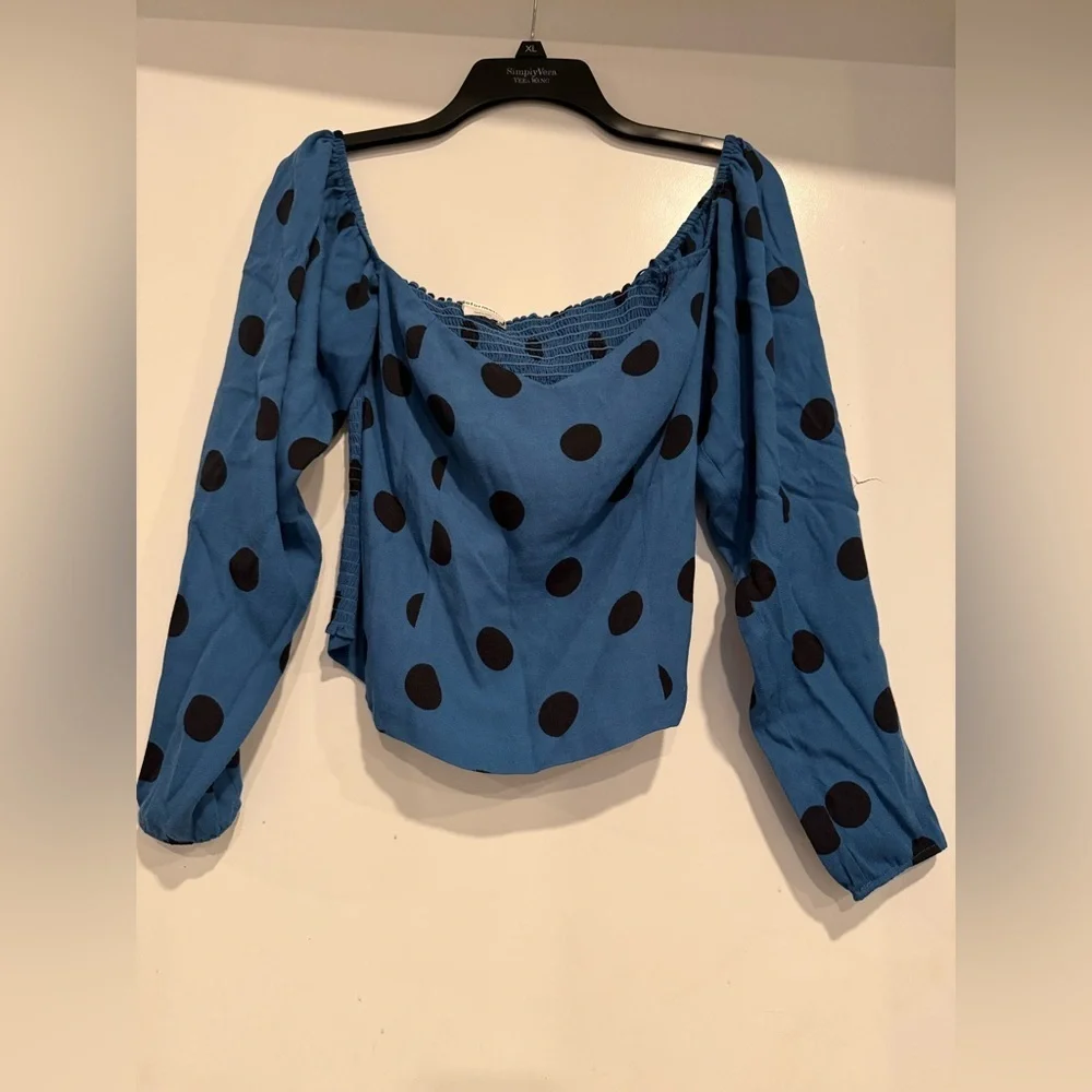 Reformation Polka Dot Puff Long Sleeve Top Size 4